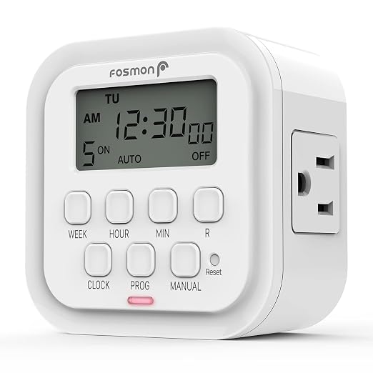 Fosmon 7 Day Digital Timers for Electrical Outlets, Indoor Plug-in Light Timers by Fosmon