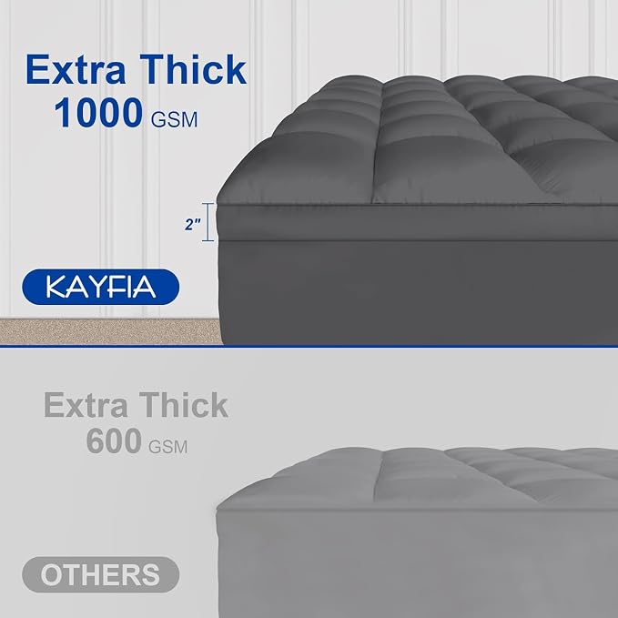KAYFIA TwinXL Mattress Topper, Extra Thick Mattress Pad Cover - Image 2