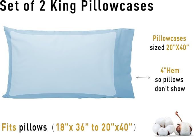 Sunflower King Pillowcases Set of 2, 100% Cotton King Pillow Cases 2, 20×40 - Image 8