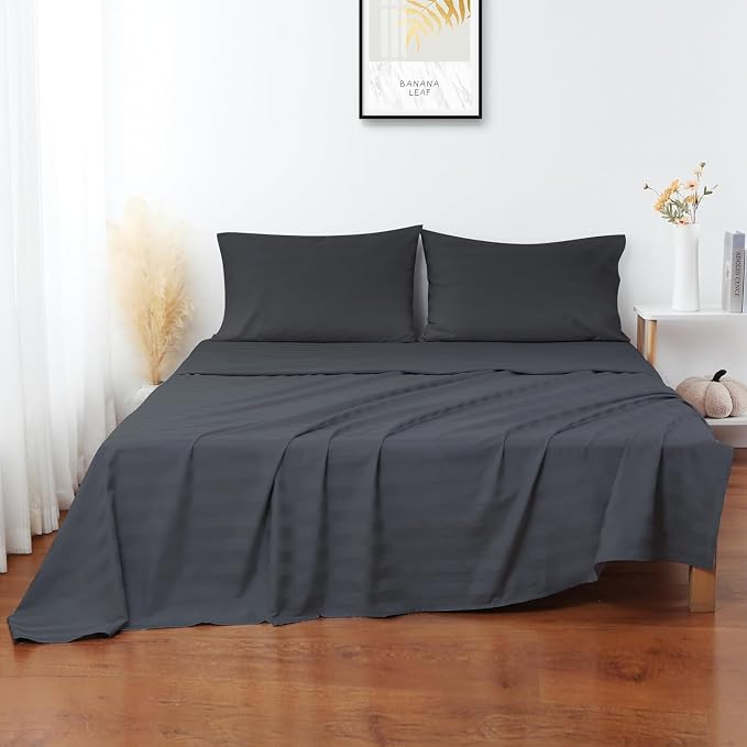 Flat Sheet Only Twin Size, 400 TC 100% Egyptian Cotton Flat Sheet Striped - Image 2