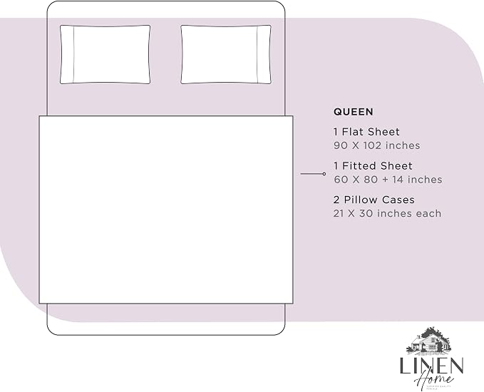 Linen Home 100% Cotton Percale Sheets Queen, Crisp Cool Breathable Bed Linen - Image 6