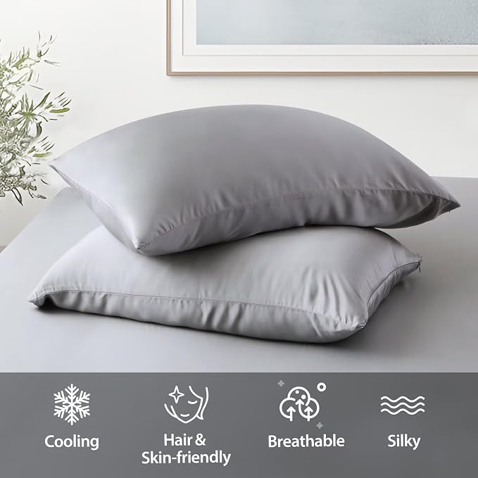 4 Pack Cooling Pillow Cases, Viscose Derived from Bamboo Pillow Protectors - Image 5