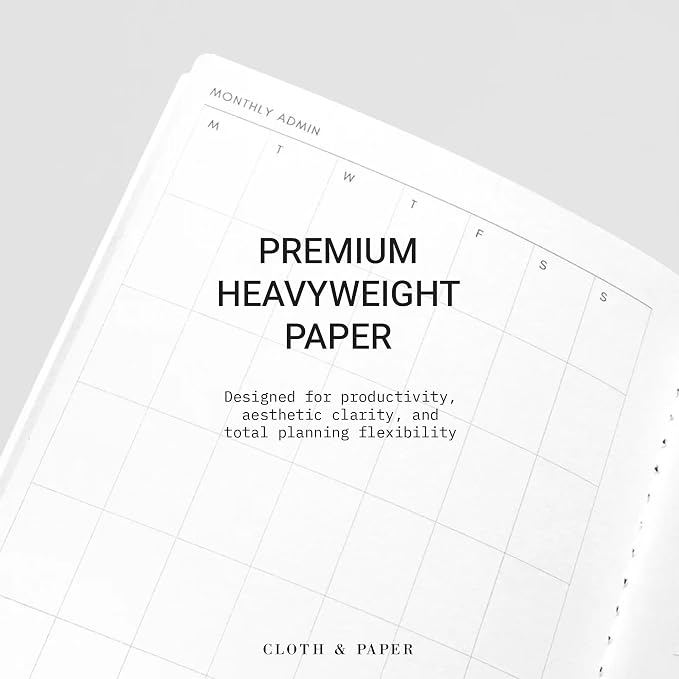 Cloth & Paper Travel Notebook | Monthly Admin – Lagoon | A5 Slim Monthly - Image 4