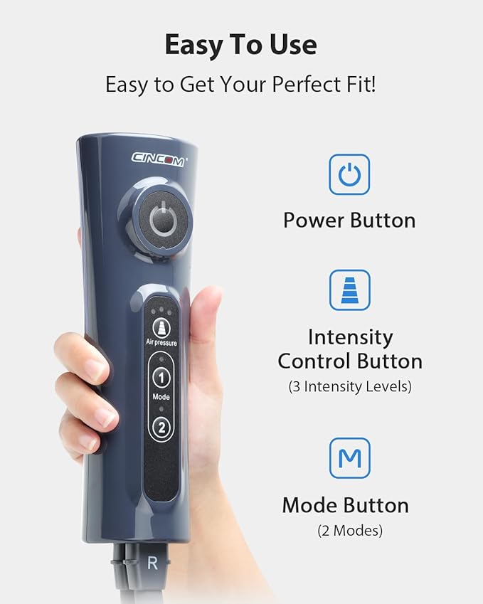 CINCOM Leg Massager for Circulation and Pain Relief, Air Compression Calf - Image 5