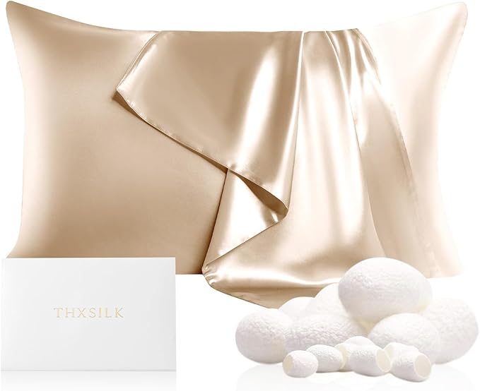 THXSILK Silk Pillowcase for Hair and Skin, 100% Mulberry Silk Bed Pillowcase 22 by THXSILK