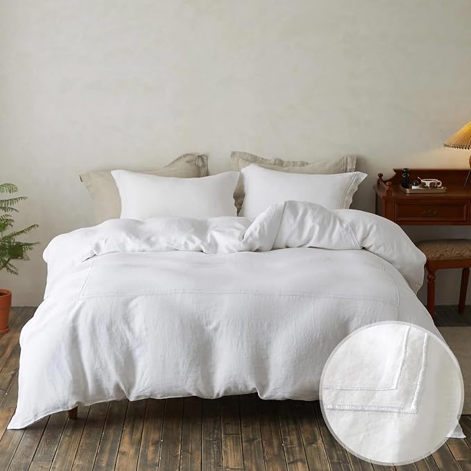 Simple&Opulence 100% Washed Linen Duvet Cover Set 88"x92" - Image 2