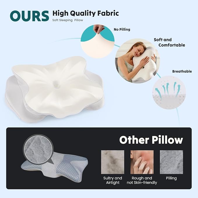 DUMOS Cervical Pillow for Neck and Shoulder, Contour Memory Foam Pillow - Image 2