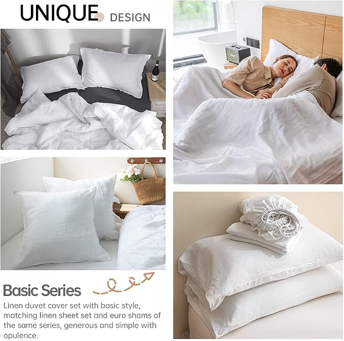 Simple&Opulence 100% Linen Duvet Cover Set 3pcs Basic Style Natural French - Image 5