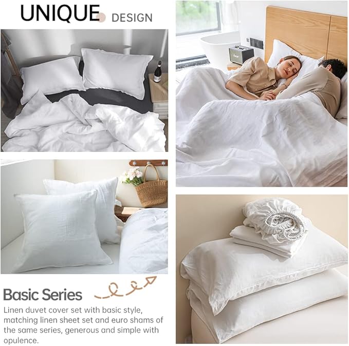 Simple&Opulence 100% Linen Duvet Cover Set 3pcs Basic Style Natural French - Image 7