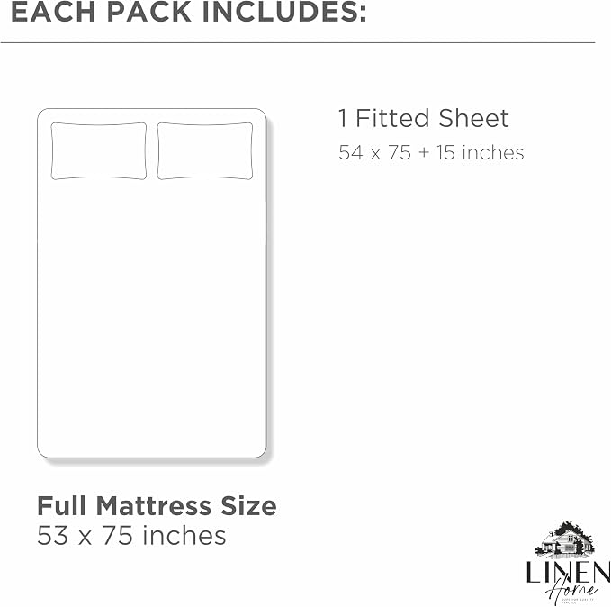 Linen Home 100% Cotton Percale Weave Fitted Sheet, Full Size, Oil Green - Image 7