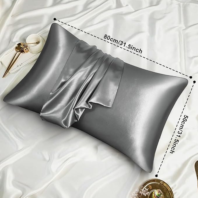 AUAUY 2 Pack Satin Silk Pillowcase, 19.69x31.50in Silk Pillowcases - Image 2