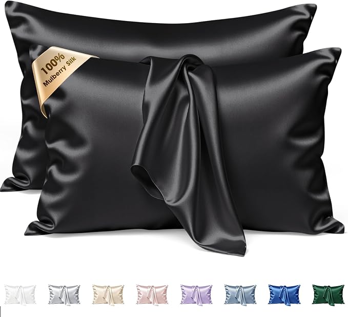 Silk Pillow Cases 2 Pack Standard Size Mulberry Silk Pillowcase Set of 2 by BRINGYOUTHEBEST
