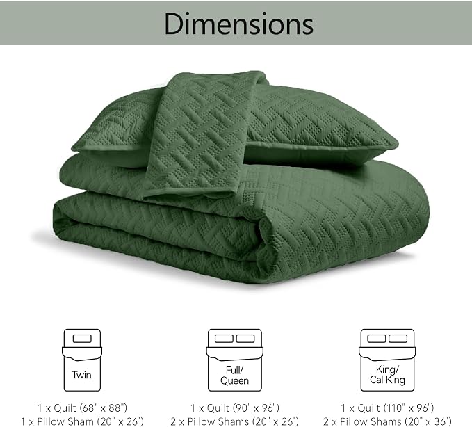 FLYMME Olive Green Twin Quilt Bedding Set Thin Lightweight Bedspreads, Modern - Image 7