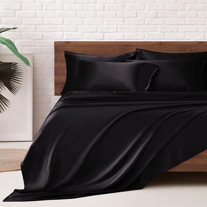 MR&HM Satin Bed Sheets, King Size Sheets Set by MRHM