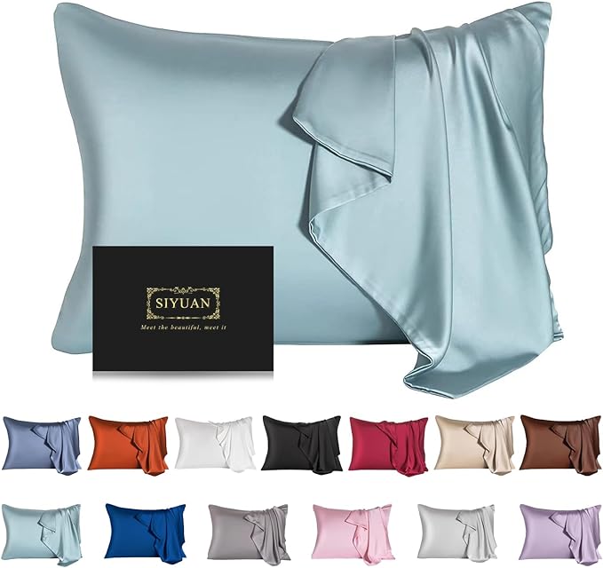 Mulberry Silk Pillowcase for Hair and Skin, Standard Size Cooling Silk Pillow by SIYUAN
