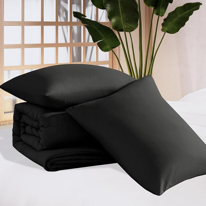 WRENSONGE Comforter Full Size, 3 Piece Black Soft Full Comforter Sets- Warm - Image 7