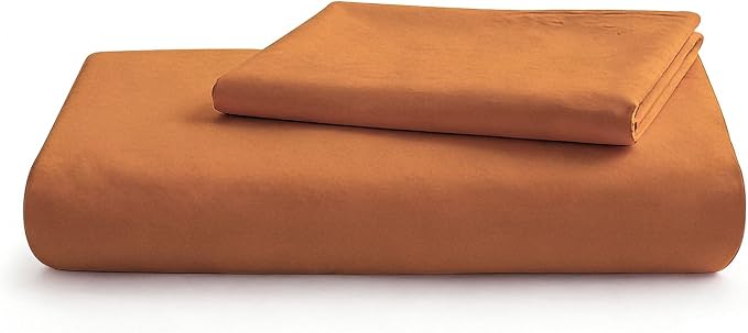 LOVQUE Burnt Orange Cotton Duvet Cover Twin Size, Linen Like Natural Bedding Set - Image 7