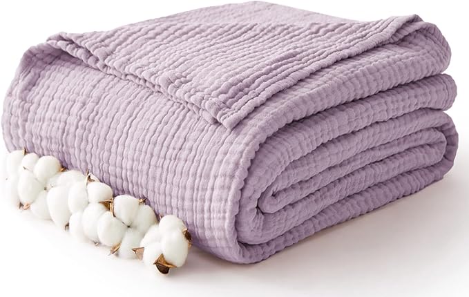100% Cotton Muslin Blanket Twin XL 66" x 90", Breathable and Cooling Bed by Kozyhvn