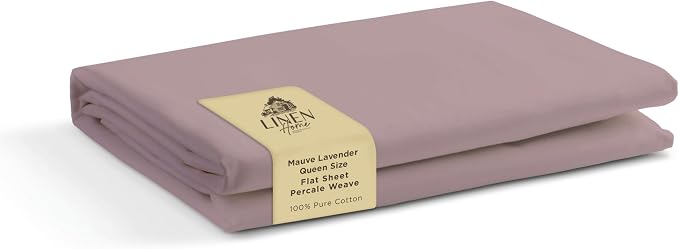 Linen Home 100% Cotton Percale 1 Flat Sheet, Queen Size by LINENHOME