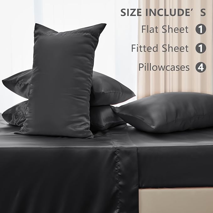 CozyLux Satin Sheets Queen Size Bed Set - Image 5