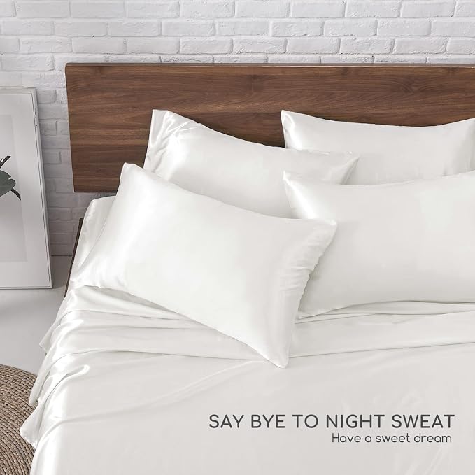 MR&HM Satin Bed Sheets, Full Size Sheets Set - Image 5