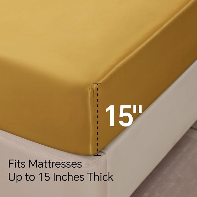 BEDELITE Satin Fitted Sheet and Pillowcase Set, Luxury Soft Similar to Silk - Image 5