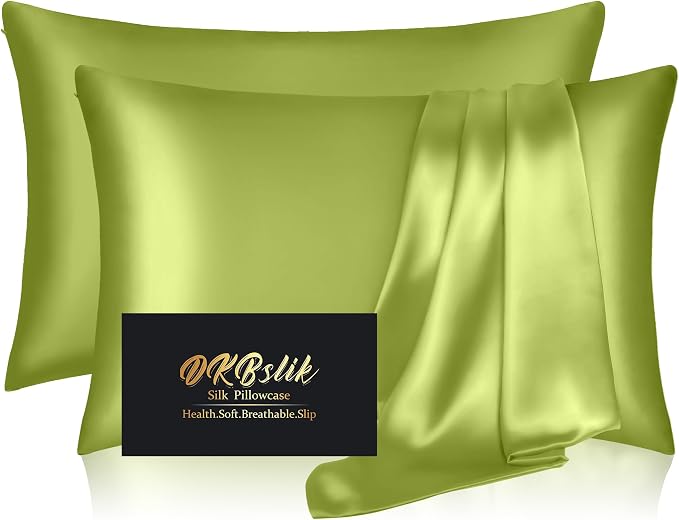 Silk Pillowcase 2 Pack, Mulberry Silk Pillow Cases Queen Size Set of 2 by HOME