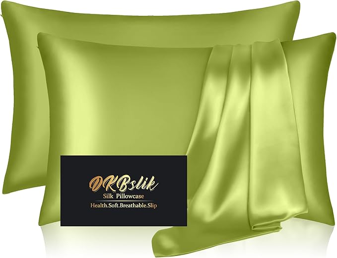 Silk Pillow Cases 2 Pack, Mulberry Silk Pillowcases Standard Set of 2, Anti Acne by HOME