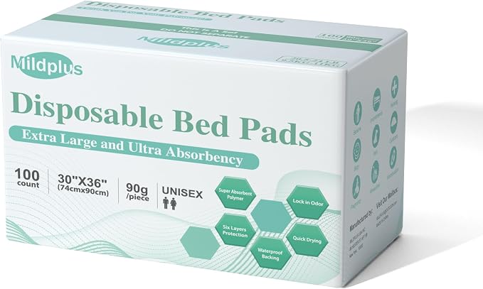 MILDPLUS 100 Count Disposable Bed Pads, 30x36 Inch Extra Large Incontinence - Image 2