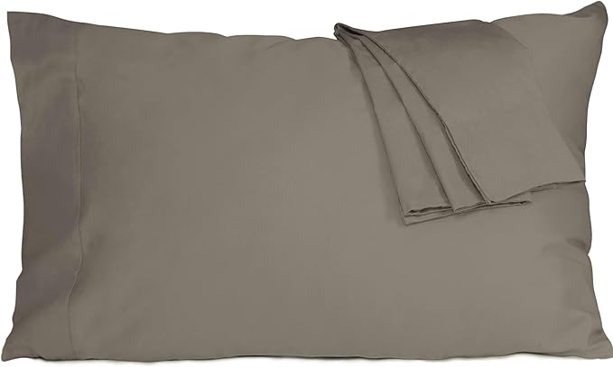 Pillow Cases, Standard Queen Size Cotton Percale Weave Pillowcases, Pre-Shrunk by HOMTEC