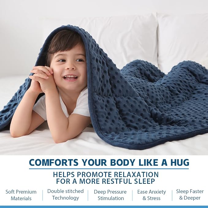 Huloo Sleep Kids Weighted Blanket Twin 7lbs Breathable Soft Minky Weighted - Image 3