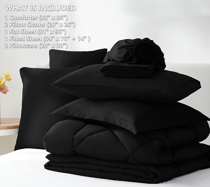 CozyLux Full Size Comforter Sets Black - Image 6