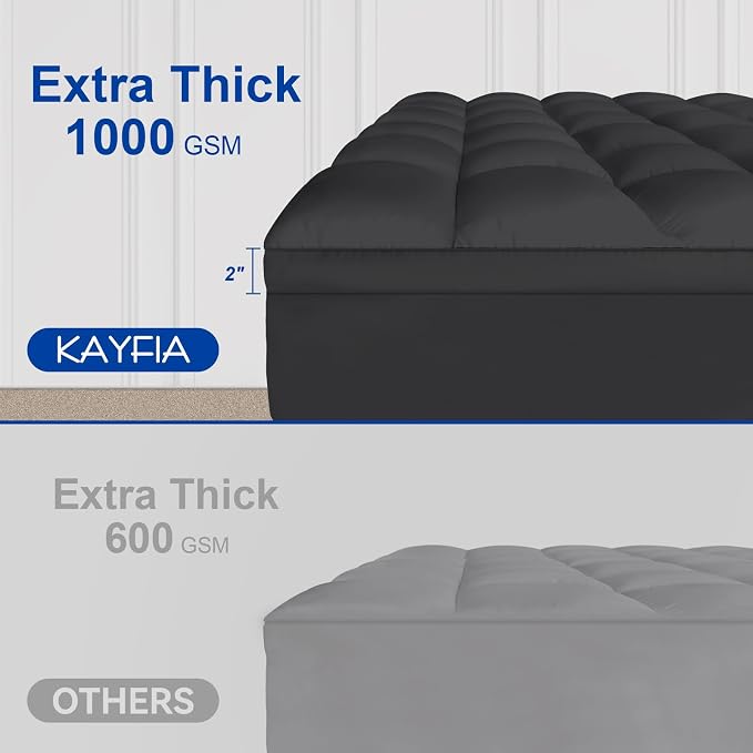 KAYFIA King Mattress Topper, Extra Thick Mattress Pad Cover - Image 2