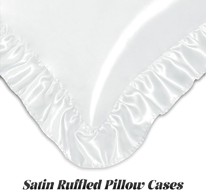 Homiest Ruffle Satin Body Pillow Cover, Silky Satin Body Pillowcase - Image 4