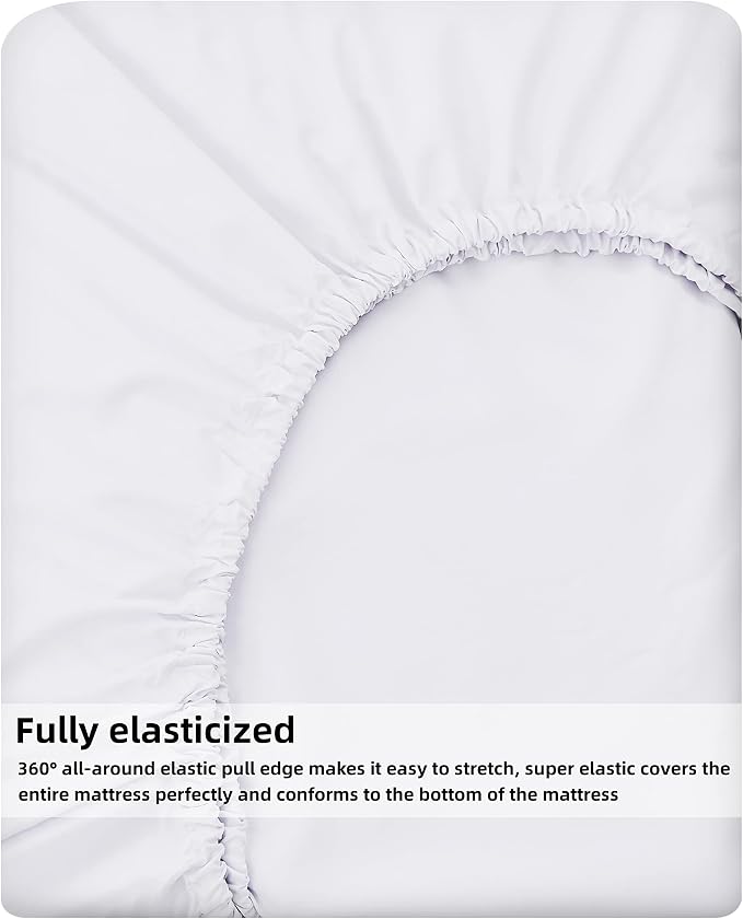 HBHLFZ Twin Fitted Sheet Only, Soft Breathable Bottom Sheet - Image 5