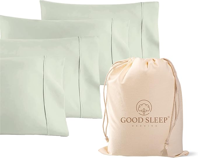 Set of 4 Pillow Cases King, 800 TC 100% Egyptian Cotton, Silky Soft Sateen by GoodSleepBedding