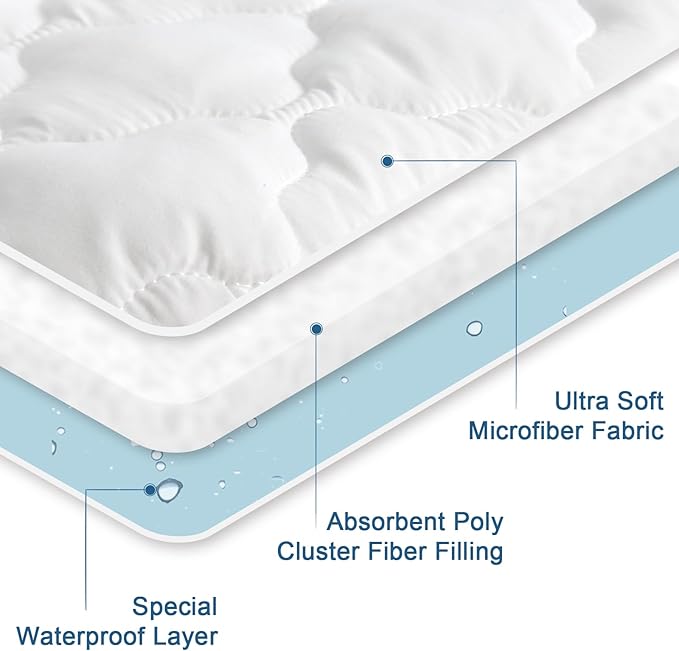 Twin Extra Long Mattress Pad Waterproof Protector, Twin XL Mattress Protector - Image 4