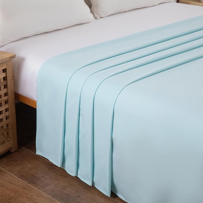 Full Flat Sheet Only， 80x96Inch Light Blue - Image 3