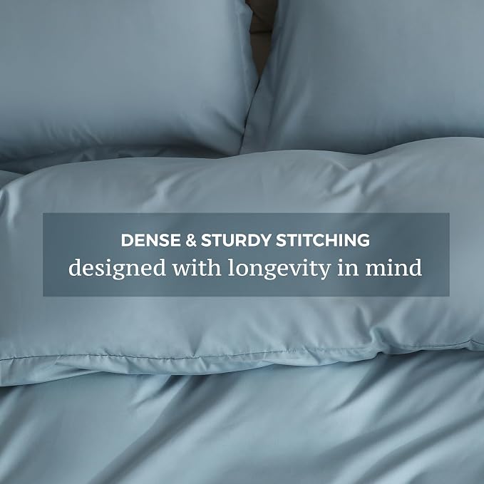 JSD Dusty Blue Duvet Cover Set Full Size, 3 Piece Duvet Cover - Image 5