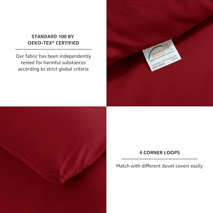 CozyLux California King Comforter Set Dark Red, 3 Pieces Cal King Solid - Image 4