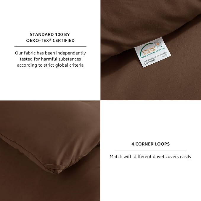 CozyLux Oversized King Comforter Set Brown, 3 Pieces 120x98 Solid Breathable - Image 4