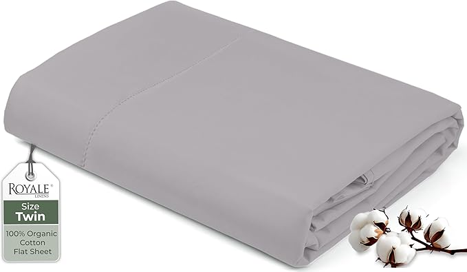 Royale Linens 100% Organic Cotton Twin Flat Sheet Only by ROYALELINENS