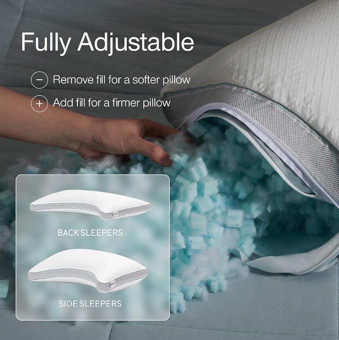 Coop Home Goods Cool+ Crescent Adjustable Pillow, King Size Plus Shaped Memory - Image 2