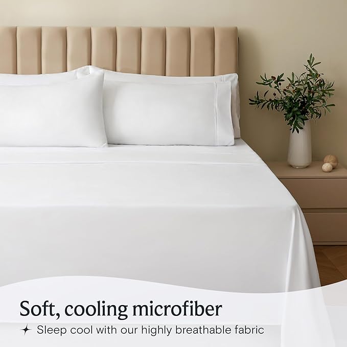 LuxClub Queen Sheet Set, Deep Pocket Cooling Bed Sheets, Soft Hotel Luxury - Image 3