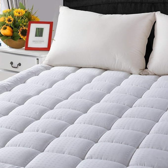 LEISURE TOWN Cotton Mattress Pad King Size Fitted Quilted Mattress Cover Pillow by LEISURETOWN