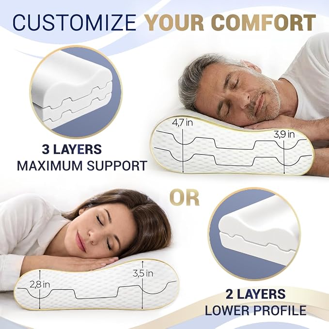 Royal Therapy 1-Pack Memory Foam Pillow, Medium-Firmness Cervical, Queen - Image 8