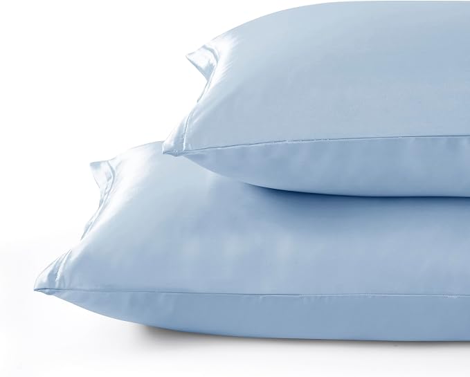 Light Blue Satin Pillowcases - Image 5