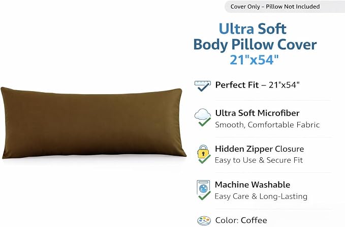 EVOLIVE Ultra Soft Body Pillow Cover 21"x54", Cozy Microfiber Pillowcase - Image 2