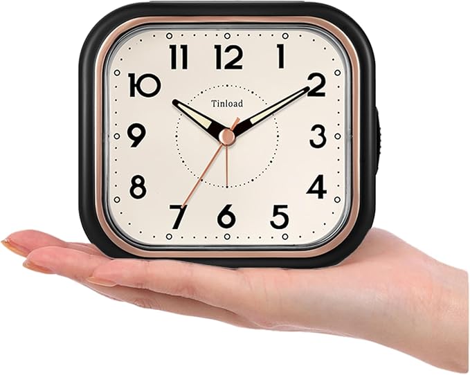Tinload 4.3" Vintage Retro Analog Alarm Clock, Super Silent Non Ticking Clock - Image 2