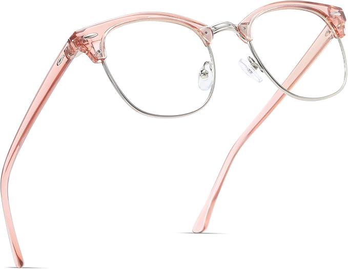 Blue Light Blocking Glasses Vintage Half Frame UV Clear Lens Anti Eyestrain by AOMASTE